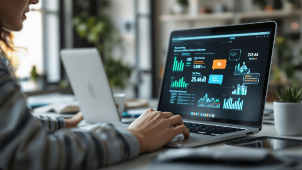 an affiliate marketer working at their laptop